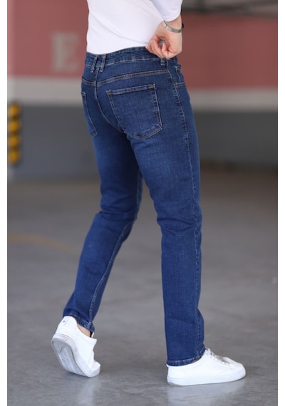 Myrab Denim Koyu Mavi Likralı Erkek Kot Pantolon - Regular Fit, Normal Bel, Kalın Kumaş Lacivert
