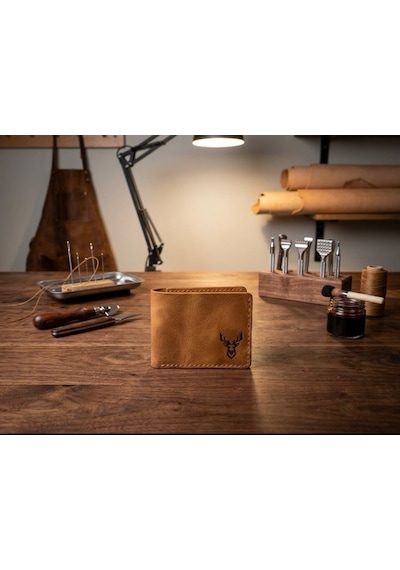 Deer Craft Antler Camel Klasik Cüzdan