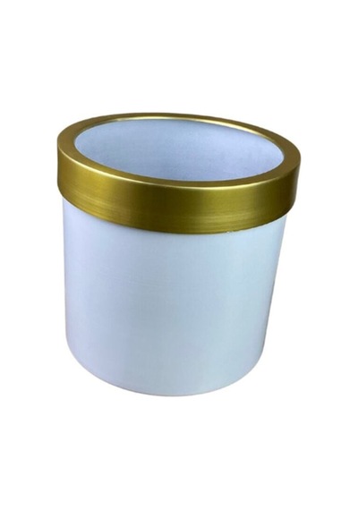 Cihan Çiçekçilik Gold Kemerli 30x30 Beyaz Saksı Çok Renkli