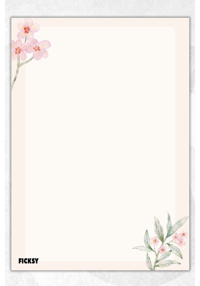A5 Çiçek Bloknot Çizgisiz Defter - 50 Yaprak - Memopad - Notepad - Not Defteri - Not Kağıdı Ekru Ekru