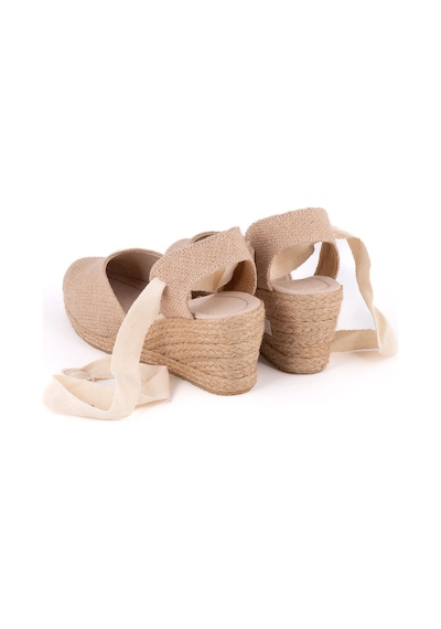 Star Tombis Gerçek Elişi Arkası Açık Geniş Ipli Dolgu Topuk Keten Kadın Espadril Handmade Hasır