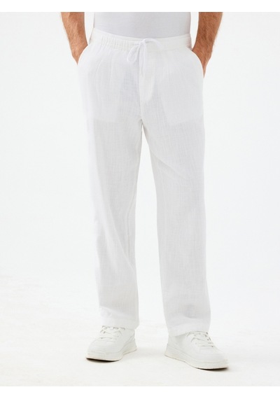 Regular Fit Erkek Pantolon Beyaz