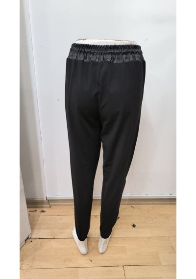 Bhrwear Kadın Yüksek Bel Lastikli Cepli Deri Detaylı Dalgıç Pantolon Renkli