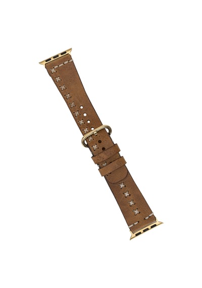 Apple Watch Uyumlu Deri Kordon 42-44-45mm Aqua V18 Taba Standart