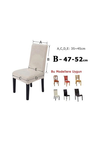 Kaliteli Mikro Kumaş Kenarları Lastikli En Boy Likralı Sandalye Kılıfı 6 Lı Vizon - 35348500 Vizon
