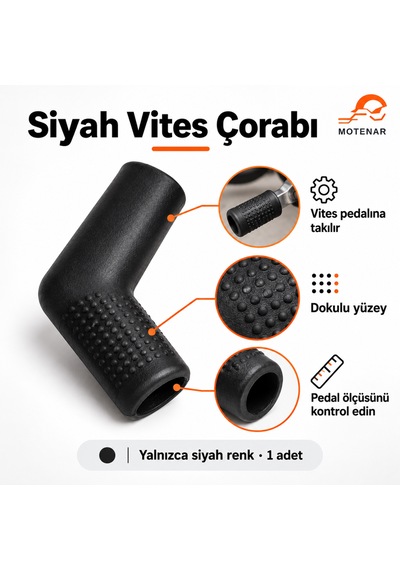 Motenar Siyah Motosiklet Vites Çorabı Pedal Kılıfı 1 Adet