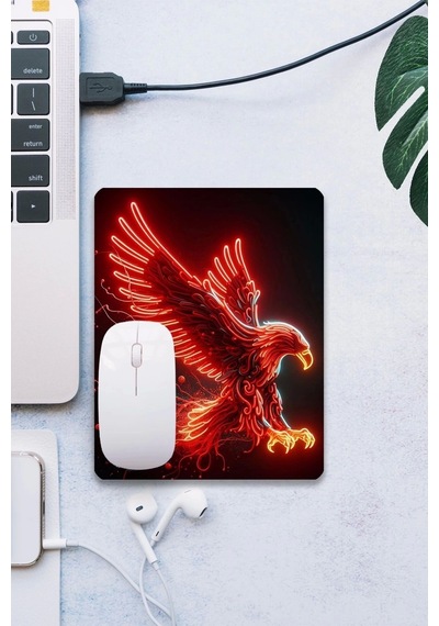 Sonictouch Kırmızı Neon Kartal Pürüzsüz Yüzey Kaymaz Taban Dikişsiz Kenar Gamer Oyuncu Mouse Pad 19x Mousepad
