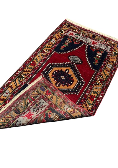 El Dokuma Sıfır Yahyalı Halısı 110x200 Kırmızı Kök Boya Yün Halı Kırmızı