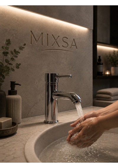 Premium Lüx Pirinç Ağır Gövde Krom Sabit Lavabo Bataryası Çubuk Kollu Çift Su Girişli