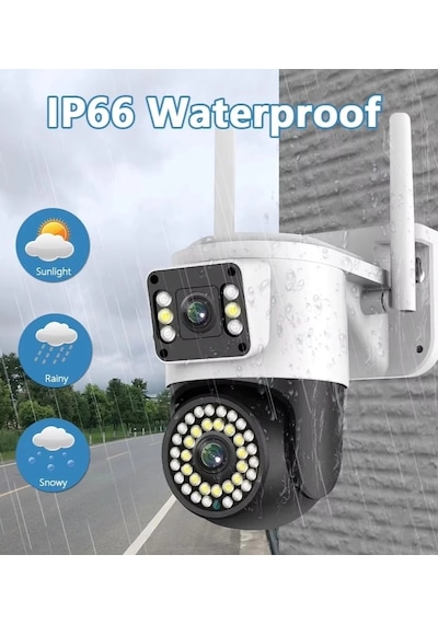Buğz 4mp Yoosee Çift Lens Ip Kamera - Wıfı Açık Otomatik İzleme, Su Geçirmez Kablosuz Güvenlik Ev Kamerası, Renkli Gece Görüş