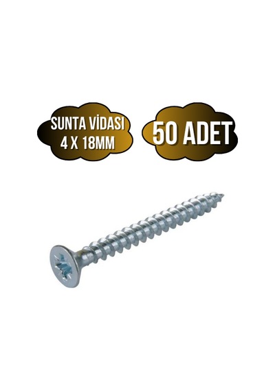 Sunta Vidası 4x18mm Çinko Ahşap Mdf Montaj Vidası 4x18mm 50 Adet 18 MM