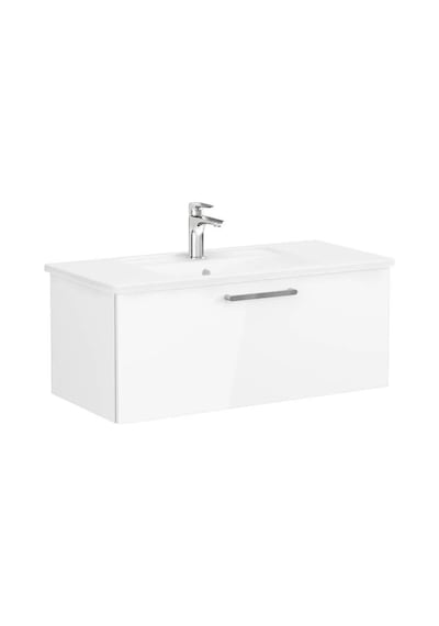 VitrA Root Flat Lavabo Dolabı 100Cm 1 Çekmeceli Parlak Beyaz 68238 Çok Renkli