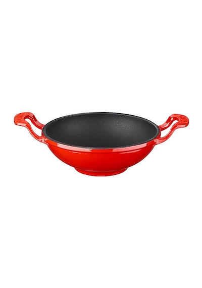 Lava Döküm Mini Wok Çap Ø 16cm. Yekpare Kulplu - Kırmızı Kırmızı