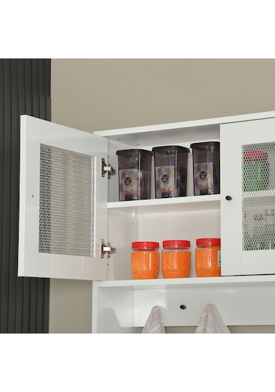 Pasific Home Grano Kahve Köşesi Çok Amaçlı Kiler Dolabı, 140 cm, Parlak Beyaz