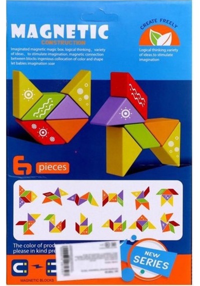 6 Parça - Manyetik Bloklar Yapı Blokları Eğitici 3 Boyutlu Zeka Ve Akıl Oyunu - Mıknatıslı Tangram Puzzle