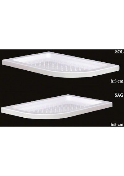 Alika - Asimetrik Flat Duş Teknesi H 5 90X100 Sol Oval Flat Duş Teknesi