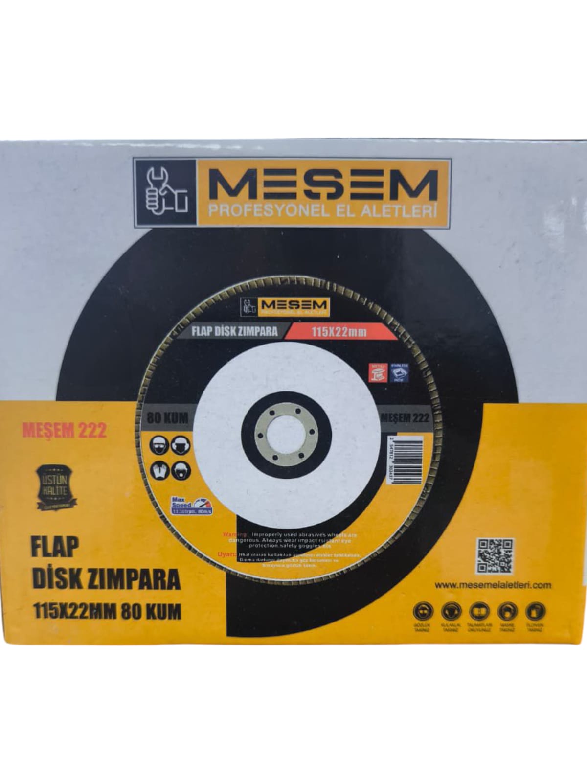 Meşem 10'lu Flap Disk Zımpara 115 X 22 Mm 80 Kum