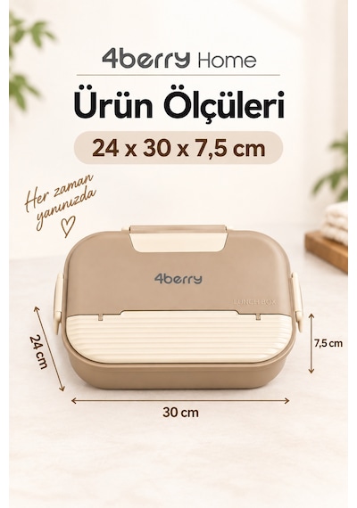 5 Bölmeli Yemek Termosu 2300 Ml Paslanmaz Çelik, Sızdırmaz, Isı Yalıtımlı Taşınabilir Yemek Kabı Kahverengi