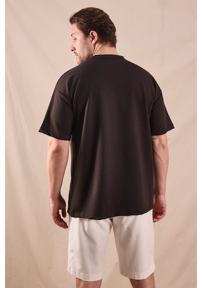 Tonny Black Rahat Kalıp Oversize Kesim T-shirt Erkek Acı Kahve T-shirt Tbtshrt020 Acı Kahverengi
