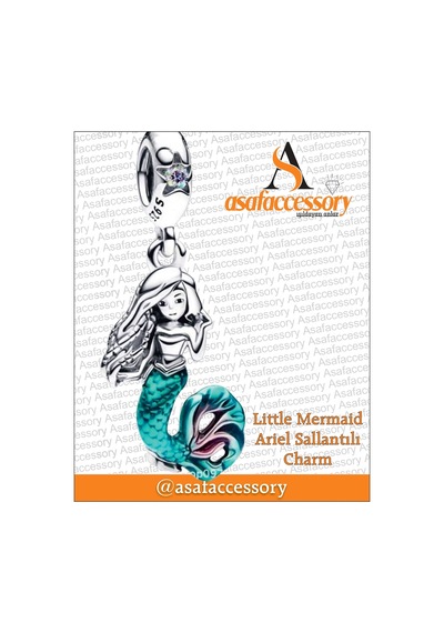 Litte Mermaid Ariel Sallantılı Charm Gümüş