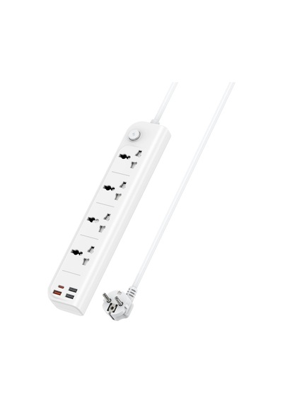 Mc18 8in1 3 Adet Usb 1 Adet Type-c Ve 4 Adet Fuchsia Priz Dönüştürücü 2m