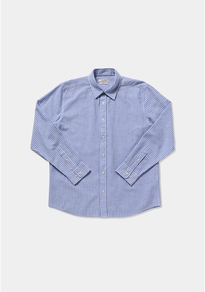 Colin's Colins Regular Fit Shirt Neck Çizgili Erkek Mavi Uzun Kol Gömlek Cl1081139 Q1.v2 Ble