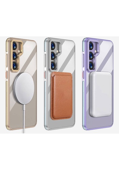 Galaxy S24 Plus Uyumlu Kılıf Magsafe Şarj Özellikli Wlons Standlı Efsane Kapak Gold