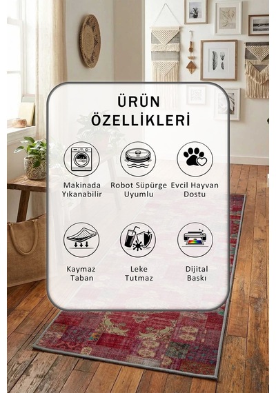 Yıkanabilir Yolluk 96 Kahve