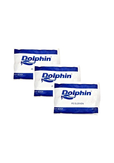 Dolphin Pe Tek Kullanımlık Büyük Boy Şeffaf Eldiven 3 x 100'lü