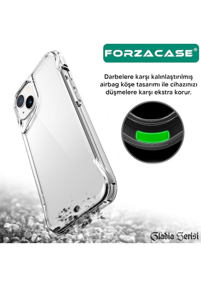 Apple Uyumlu iPhone Forzacase 14 Plus İle Gladia Serisi Kamera Köşe Korumalı Sert Plastik Şeffaf Kılıf