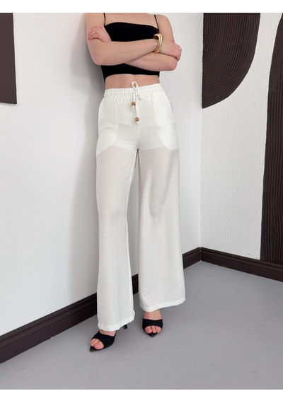 Verymoda Keten Pantolon D2381 Krem