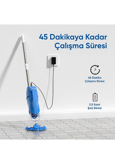 Yousky - Yeni Şarjlı Havuz El Süpürgesi - İlave 2 Sap Hediyeli