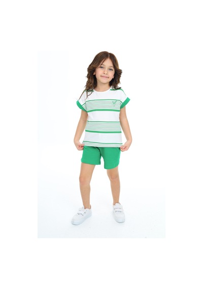 Toontoy Kids Toontoy Kız Çocuk Çizgili Kalp Nakışlı Şortlu Takım Çimen Yeşili Toontoy Kids Toontoy Kız Çocuk Çizgili Kalp Nakışlı Şortlu Takım Çimen Yeşili