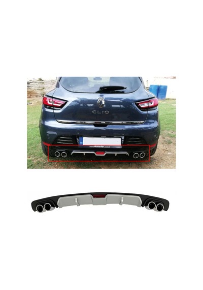 Renault Clio Mk4 Gri Difüzör 4 Krom Uyumluegzoz Görünümlü Difizör Arka Ek Body Kit 2012-2019