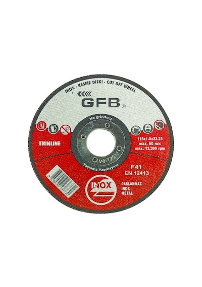 Gfb Metal Kesici Taş 115x1.0x22.23 İnox Kesme Taşı-10 Adet