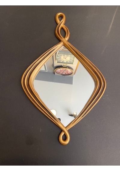 Dekoratif Polyester Üçlü Damla Burgulu Lüks Salon Ayna Takımı Gold-siyah Eskitme