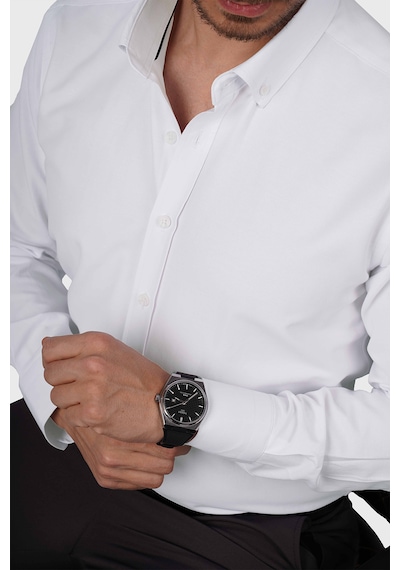 Beyaz Yaka Düğmeli Premium Şamre Slimfit Erkek Gömlek Beyaz