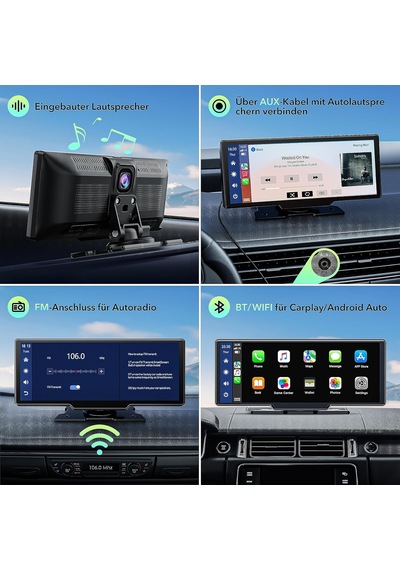 Tr Kablosuz Apple Carplay Ve Android Auto, 2k Ön Dashcam'li Araba Stereo, Bluetooth 5.0/gps/fm/aux/mirror Link/64g Tf C