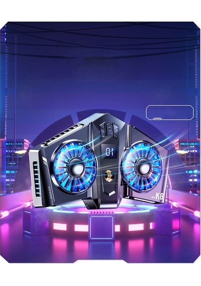 Çift Fan Soğutucu Led Işıklı Isı Derece Göstergeli Gaming Live Tablet Cep Telefon Soğutucu Radyatörü