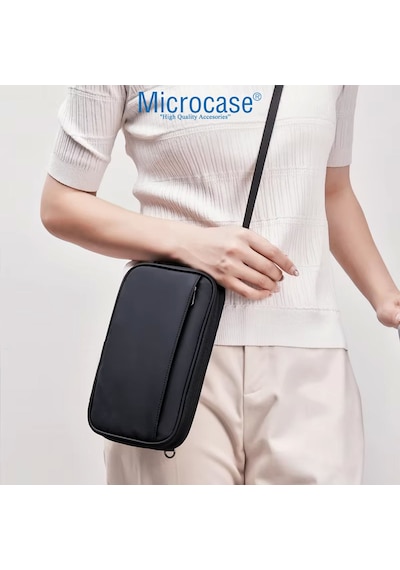 Microcase Unisex Su Geçirmez Çok Amaçlı Seyehat Pasaport Çok Gözlü Organizer Çanta Al4863 Siyah