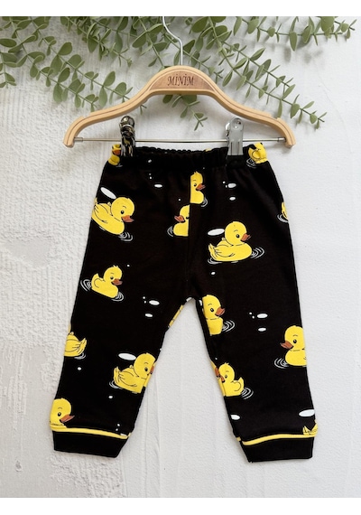 Ördek Baskılı Yazlık Pijama Takımı -1162 Siyah