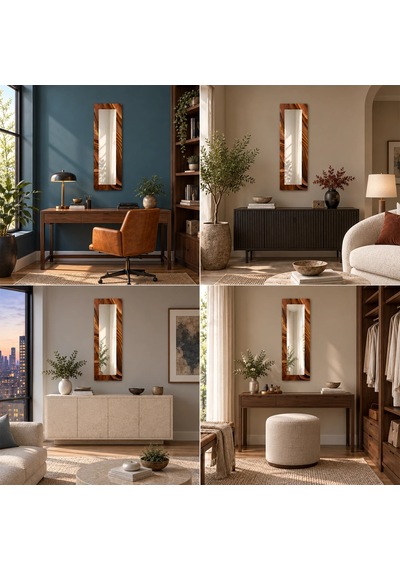 Zamanın Kıvrımı Dikey Panoramik Aynalı Dekoratif Cam Tablo - 36 X 110 Cm