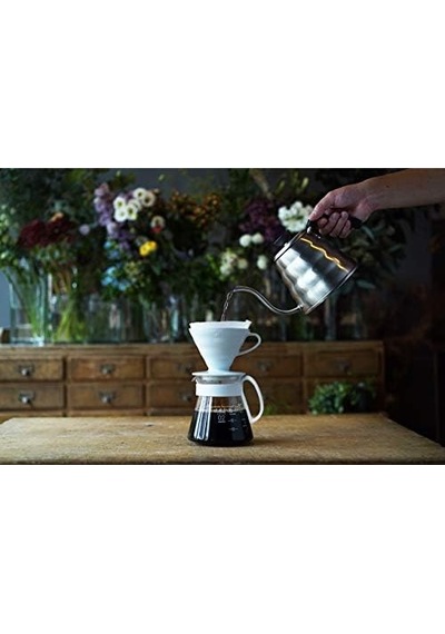 Hario V60 02 Seramik Kahve Demleme Seti Beyaz Açık Ahşap