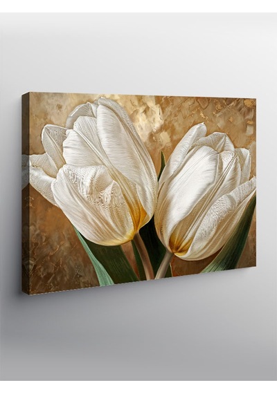 Kanvas Tablo Beyaz Lale Buketi 100cmx140cm