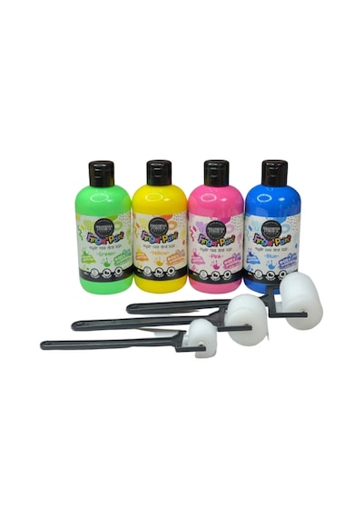 4'lü Mammacomica Yıkanabilir Parmak Boyası-4 250ml- 3'lü Sünger Roller