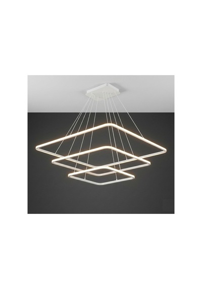 Modern Kare Beyaz Kasa Tek Renk Led Avize Beyaz Işık & Şık Salon Aydınlatma 50-40-30 Cm