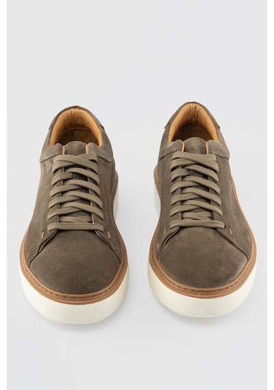 Erkek Hakiki Deri Süet Sneaker Haki Arel Haki