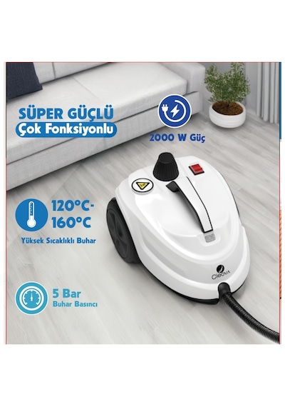 Cleova CLV-4041 2000 W Çok Fonksiyonlu 26 Parça Buharlı Temizleyici Paspas - Buharlı Temizlik Makinası