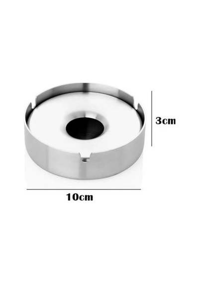 Paslanmaz Çelik Skoçlu Mat Yuvarlak Model Kapaklı Küllük Dekoratif Kül Tablası 10 Cm Küllük Metal Me