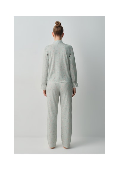 Suwen Julia Pamuklu Gömlek Yaka Pijama Takımı Wsh1051000955 Yeşil